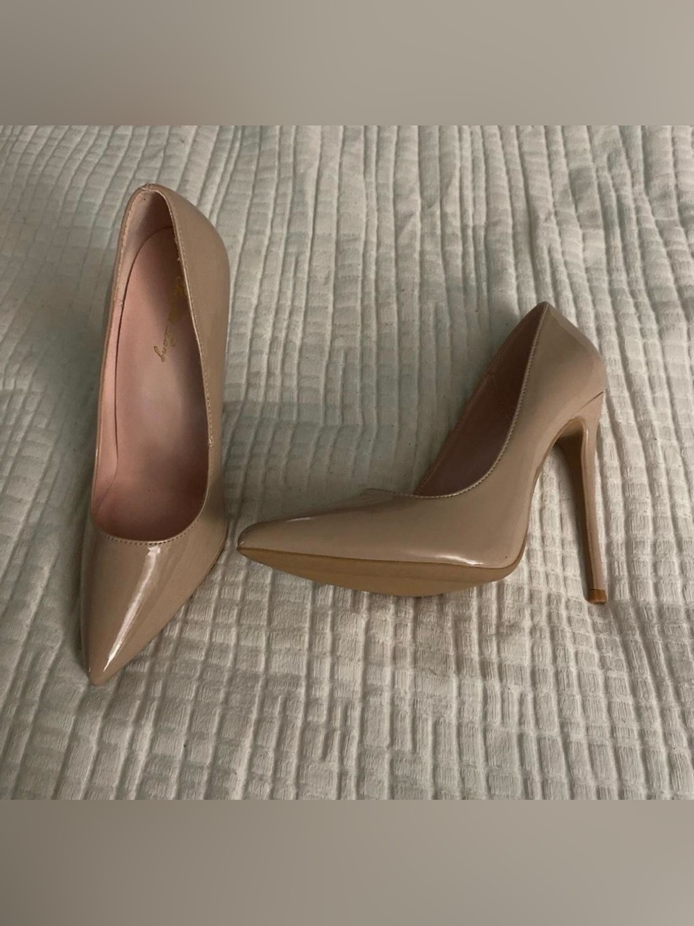 Classic Patent Nude Pointed-Toe Stiletto Pumps